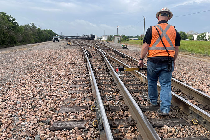 Cunningham inspecting tracks Cunningham inspecting tracks