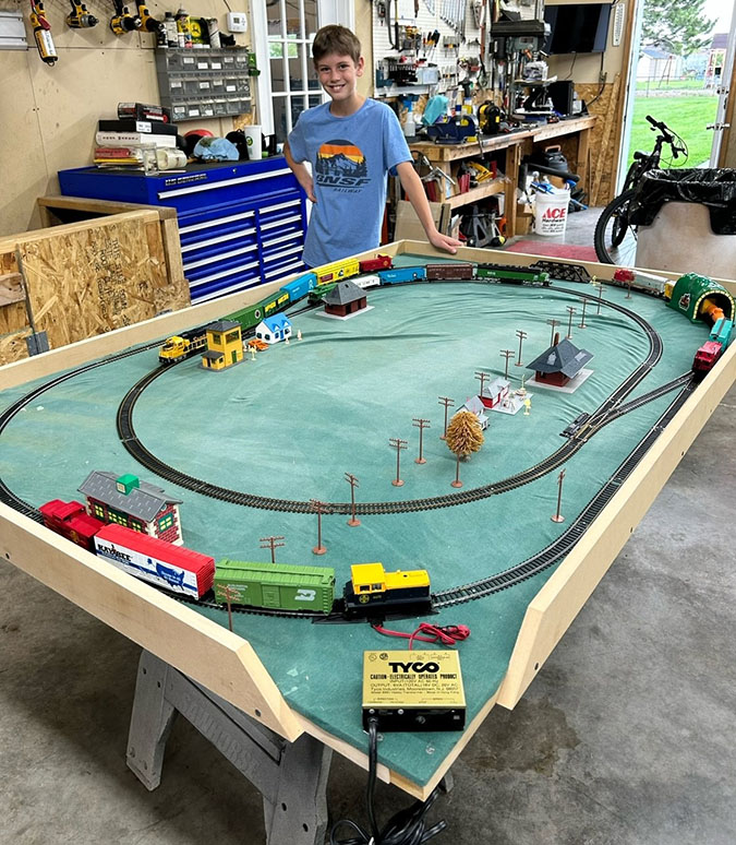 Jacob and his growing model train set